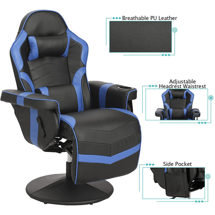 The Twillery Co.® Herrington Gaming Chair with Recline, Massage, and